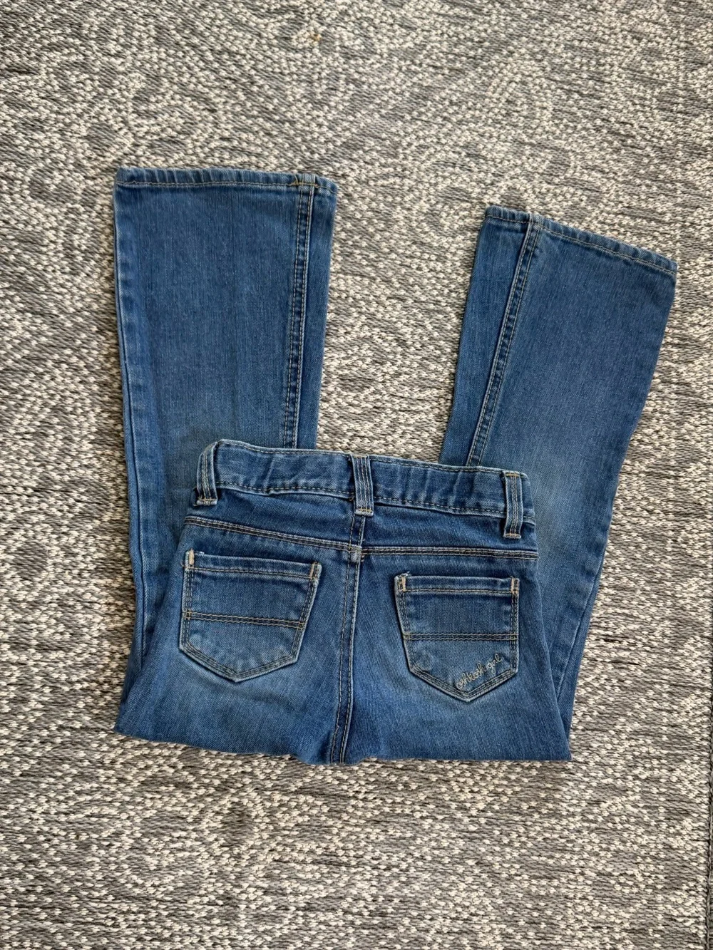 VTG Y2K OshKosh B'gosh Girls Boot Cut Slim Jeans Sz 5 Oshkosh Embroidered Pocket